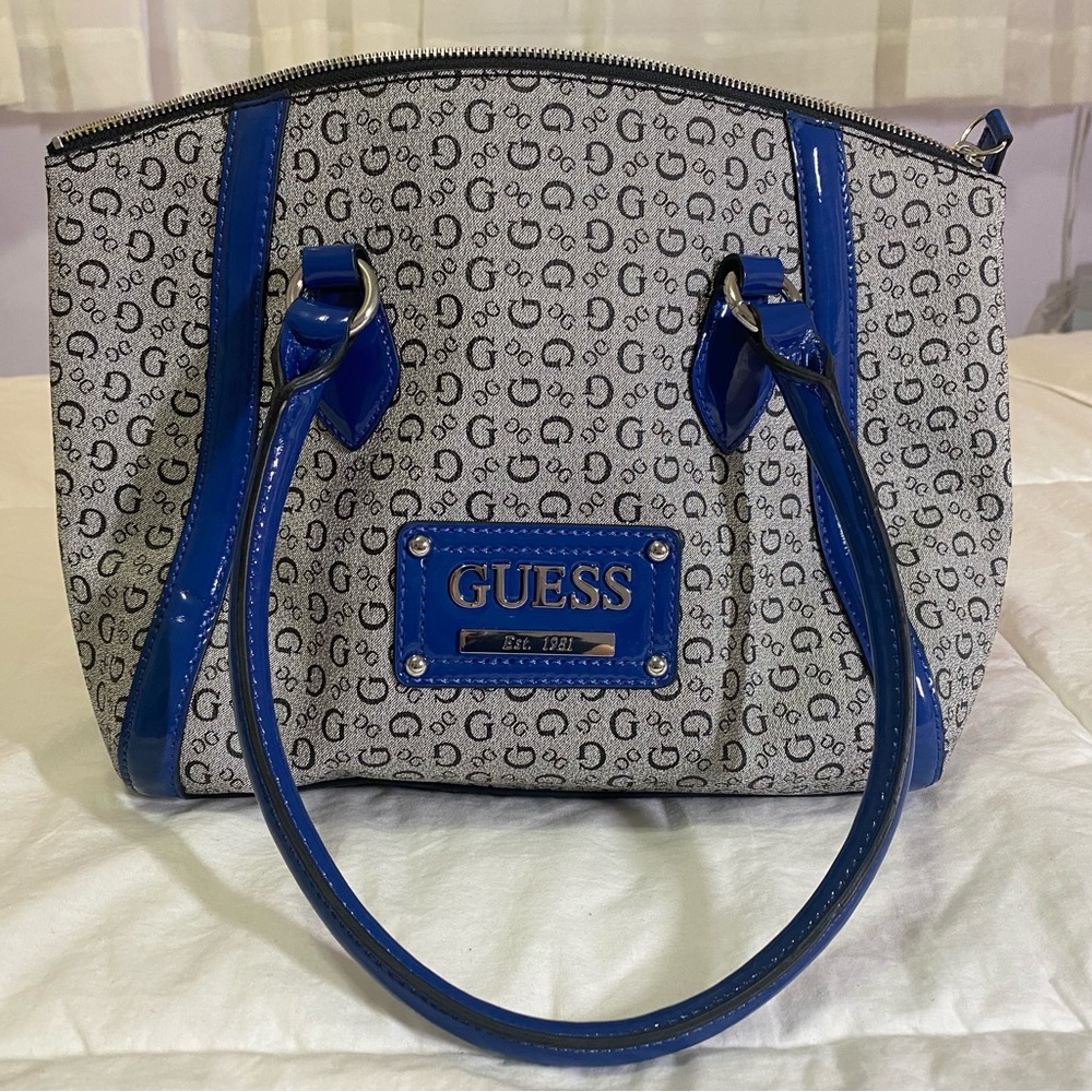 Guess Blue Detail Monogram Purse